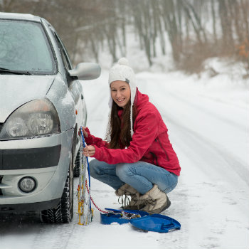 fitting snow chains
